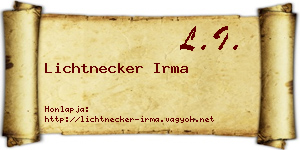 Lichtnecker Irma névjegykártya